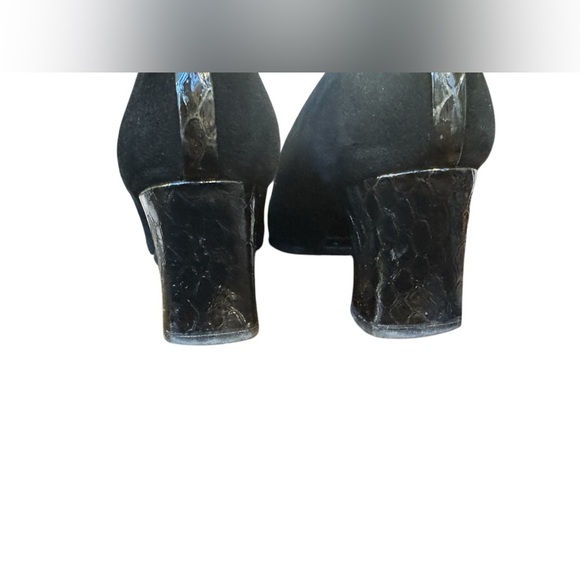 Vintage Stuart Weitzman Black Suede Square Toe Women’s Sz 6.5 B - Picture 12 of 13